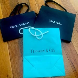 Chanel,  Tiffany and dolce gabbana shopping bags